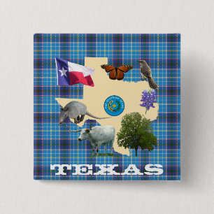 Badge Carré 5 Cm Symboles d'état du Texas
