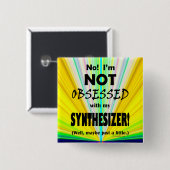 Badge Carré 5 Cm Synthétiseur Obsédé (Devant & derrière)