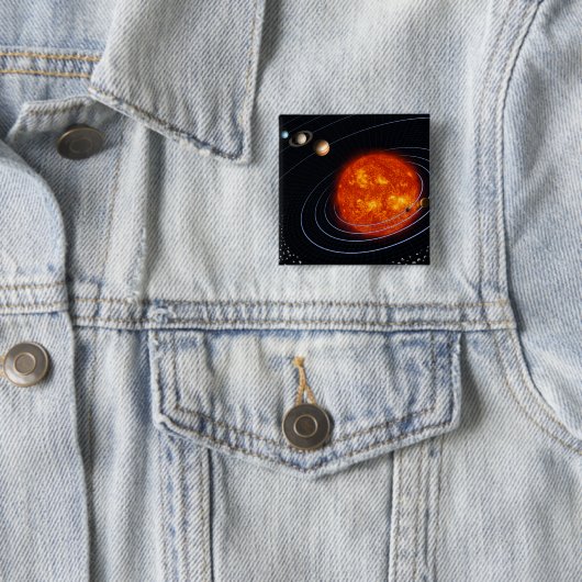 Badge Carré 5 Cm Système solaire 8 (En situation)