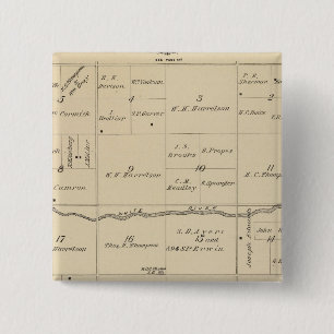 Badge Carré 5 Cm T24S R26E Carte de la section du comté de Tulare