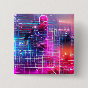 Badge Carré 5 Cm T-shirt art néon Abstrait