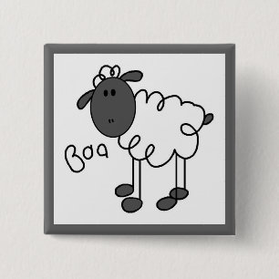 Badge Carré 5 Cm T-shirts et cadeaux à motif de mouton en bonhomme