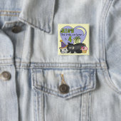 Badge Carré 5 Cm T-shirts et cadeaux Amoureux de les chats 4e anniv (En situation)