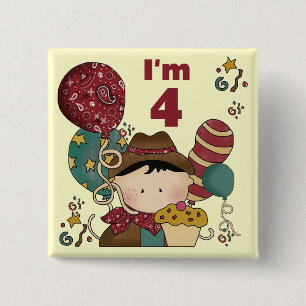 Badge Carré 5 Cm T-shirts et cadeaux Cowboy 4e anniversaire