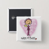 Badge Carré 5 Cm T-shirts et cadeaux d'anges des infirmières R (Devant & derrière)