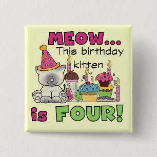 Badge Carré 5 Cm T-shirts et cadeaux d'anniversaire 4th Kitten
