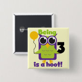 Badge Carré 5 Cm T-shirts et cadeaux d'anniversaire de Hoot Owl 3e (Devant & derrière)