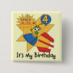 Badge Carré 5 Cm T-shirts et cadeaux de 4e anniversaire de l'Alien