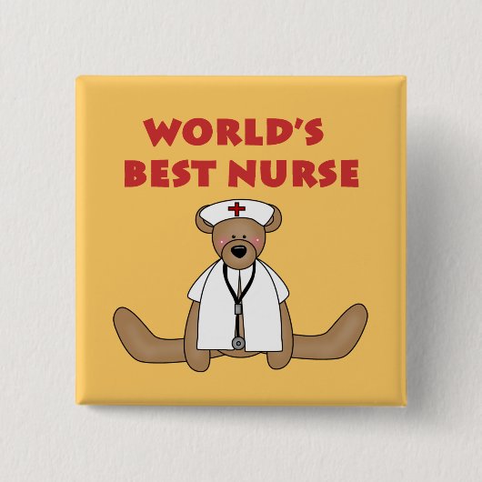 Badge Carré 5 Cm T-shirts et cadeaux de Bear World's Best Nurse (Devant)