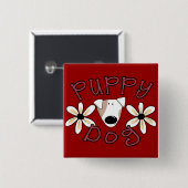 Badge Carré 5 Cm T-shirts et cadeaux de chiot de fleurs (Devant & derrière)