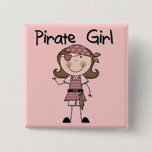 Badge Carré 5 Cm T-shirts et cadeaux de fille de pirate