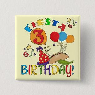 Badge Carré 5 Cm T-shirts et cadeaux Fiesta 3e anniversaire