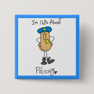 Badge Carré 5 Cm T-shirts et Cadeaux Fous de Police