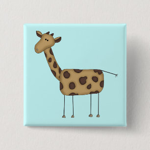 Badge Carré 5 Cm T-shirts et cadeaux girafe à figure bâton