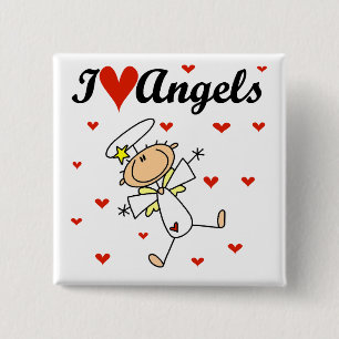 Badge Carré 5 Cm T-shirts et Cadeaux J'Aime les Anges