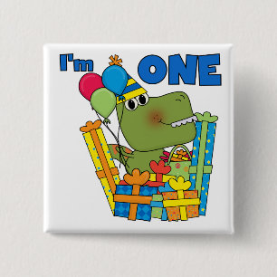Badge Carré 5 Cm T-shirts et cadeaux Little Dino 1er anniversaire
