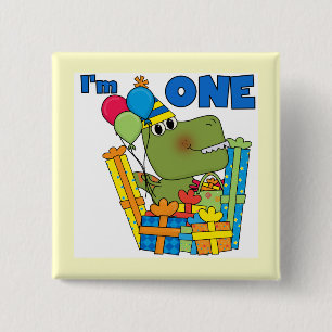 Badge Carré 5 Cm T-shirts et cadeaux Little Dino 1er anniversaire
