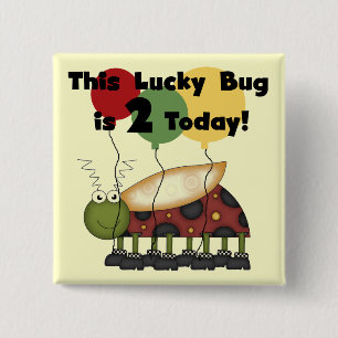 Badge Carré 5 Cm T-shirts et cadeaux Lucky Bug 2e anniversaire
