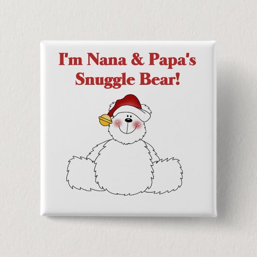 Badge Carré 5 Cm T-shirts et cadeaux Nana et Papa's Snuggle Bear (Devant)