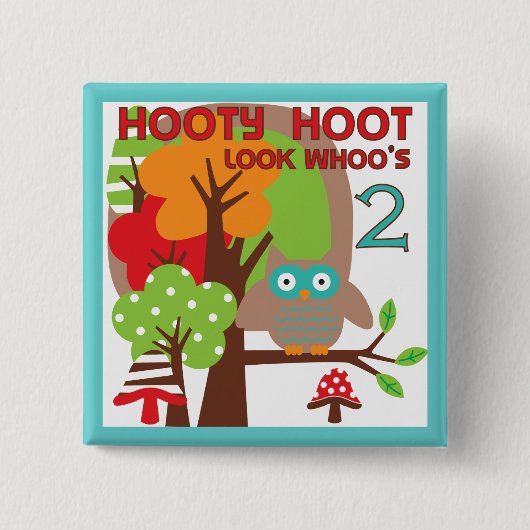 Badge Carré 5 Cm T-shirts et cadeaux Owl 2nd Birthday (Devant)