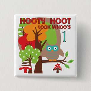 Badge Carré 5 Cm T-shirts et cadeaux Owl First Birthday