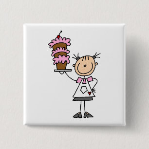 Badge Carré 5 Cm T-shirts et Cadeaux pour la Cuisinière à Figurines