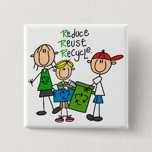 Badge Carré 5 Cm T-shirts et Cadeaux Réduire, Réutiliser, Recycler