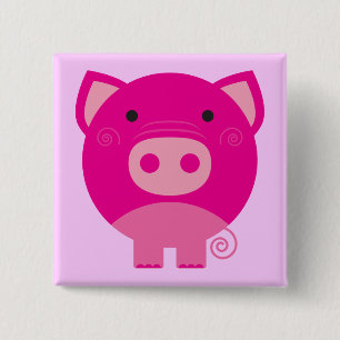 Badge Carré 5 Cm T-shirts et cadeaux roses de porc