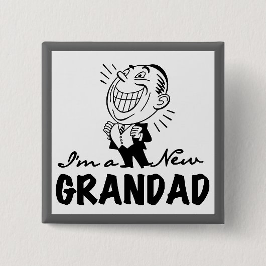 Badge Carré 5 Cm T-shirts et cadeaux Smiling New Grand-père (Devant)