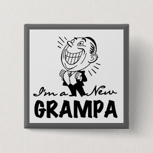 Badge Carré 5 Cm T-shirts et cadeaux souriants New Grampa