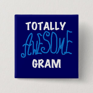 Badge Carré 5 Cm T-shirts et Cadeaux Totalement Géniaux Gram Bleu