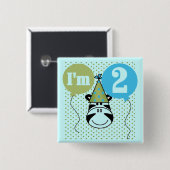 Badge Carré 5 Cm T-shirts et cadeaux Zebra 2e anniversaire (Devant & derrière)