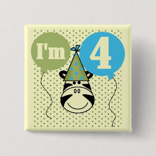 Badge Carré 5 Cm T-shirts et cadeaux Zebra 4e anniversaire