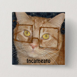 Badge Carré 5 Cm Tabby Orange Chat/Humour Incognito