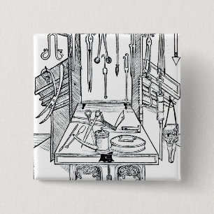 Badge Carré 5 Cm Table d'opération et instruments chirurgicaux, du