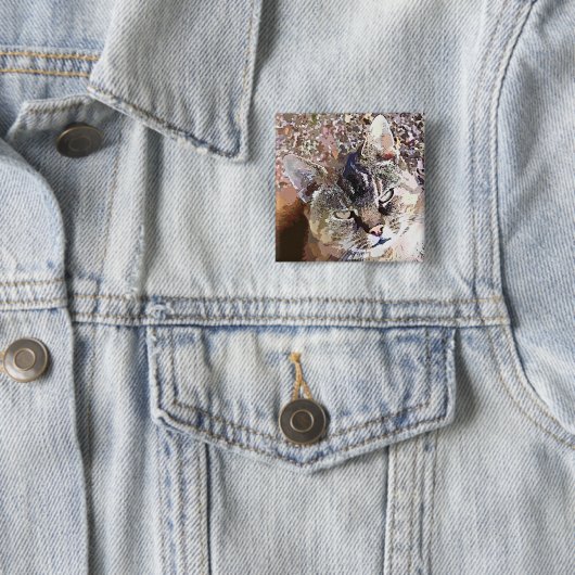 BADGE CARRÉ 5 CM TABLEAU CAT (En situation)