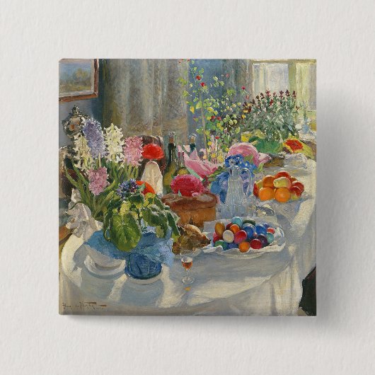 Badge Carré 5 Cm Tableau de Pâques (Devant)