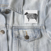 Badge Carré 5 Cm Tableau des bouches de l'agneau (En situation)