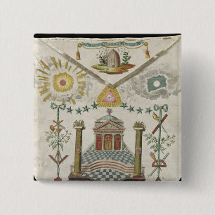 Badge Carré 5 Cm Tablier d'un maître de loge de Saint-Julien dedans