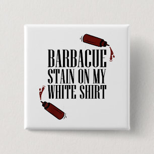 Badge Carré 5 Cm Tache de BBQ sur mon Blanc