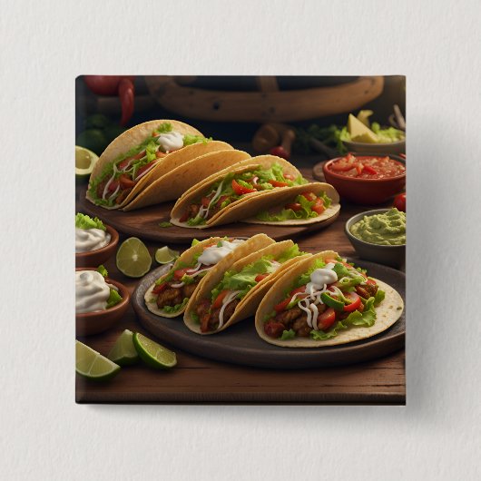 Badge Carré 5 Cm Tacos (Devant)