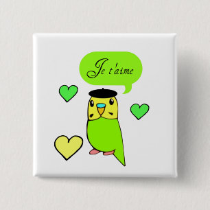 Badge Carré 5 Cm T'aime de Je