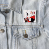 Badge Carré 5 Cm Tambour pour Tommy (En situation)