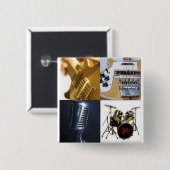 Badge Carré 5 Cm Tambours bas de chant de guitare (Devant & derrière)