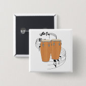 Badge Carré 5 Cm Tambours de Conga (Devant & derrière)