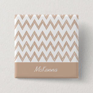 Badge Carré 5 Cm Tan Chevron Tan Tan Tigzags au crayon tendance ave