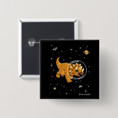 Badge Carré 5 Cm Tan Triceratops Dinos Dans L'Espace (Devant & derrière)