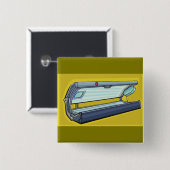 Badge Carré 5 Cm Tanning Bed Retro Spa (Devant & derrière)