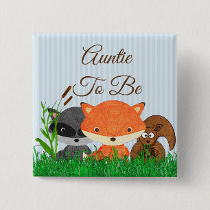 Badge Carré 5 Cm Tante à être Woodland Créature Forêt Animaux Éping