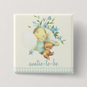 Badge Carré 5 Cm Tante de sommeil vintage de baby shower à être